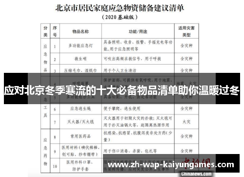 应对北京冬季寒流的十大必备物品清单助你温暖过冬