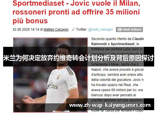 米兰为何决定放弃约维奇转会计划分析及背后原因探讨